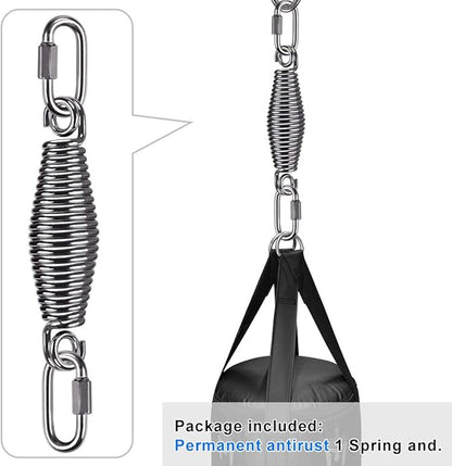 SELEWARE Heavy Duty Bag Spring for Punching Bag - Chrome Plated with Secure Closed-Loop Design for Boxing, MMA, and More, Smooth & Safe Suspension, Eliminates Ceiling Vibration During Boxing Workouts