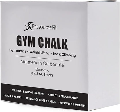 ProsourceFit Professional Grade Gym Chalk for Weightlifting, Gymnastics and Rock Climbing; Magnesium Carbonate; 1lb (8 Blocks)