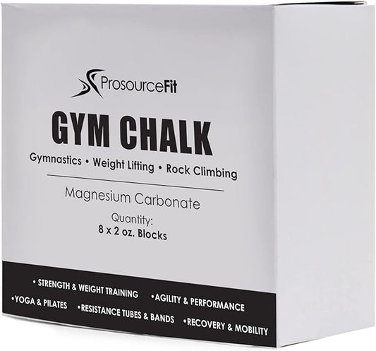 ProsourceFit Professional Grade Gym Chalk for Weightlifting, Gymnastics and Rock Climbing; Magnesium Carbonate; 1lb (8 Blocks)