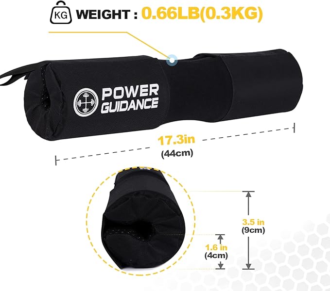POWER GUIDANCE Barbell Squat Pad - Neck & Shoulder Protective Pad Anti-Skid Points for Squats, Lunges, Hip Thrusts, Weightlifting - Fit Standard and Olympic Bars