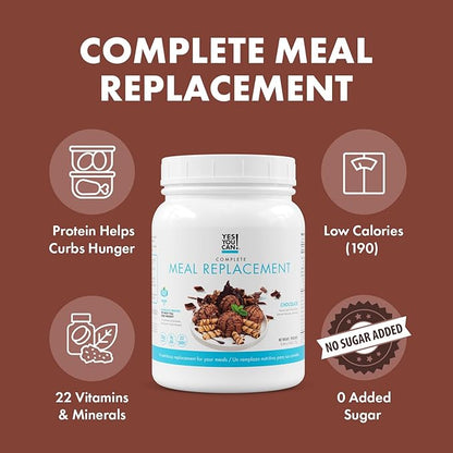 Yes You Can! Complete Meal Replacement - 15 Servings (2 Pack), 20g of Protein, 0g Added Sugars, 22 Vitamins and Minerals - All-in-One Nutritious Meal Replacement Shake (Chocolate)