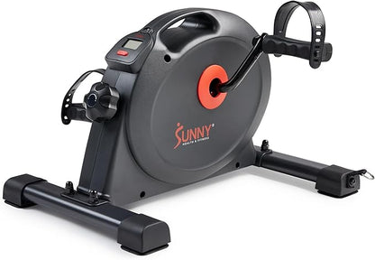 Sunny Health & Fitness Smart Mini Pedal Exerciser, Under Desk Bike/Elliptical for Home Workout & Cycle Cardio Training, Free SunnyFit App Link, Optional in Color, Mat/Workout Bands or Steel Stabilizer