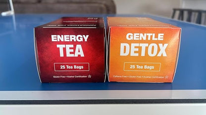 Total Tea Detox Tea & Energy Tea Set - 25 Day Detox Tea - Herbal SIim Tea with Chamomile - Hibiscus Tea and Ginger Root for Colon Cleanse – Natural Citrus & Cinnamon Herbal Tea for Digestive Health (25-Pack, Detox & Energy Tea)