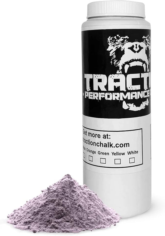 Traction Performance Colored Gym Chalk | Powder Chalk for Gymnastics, Rock Climbing, Weight Lifting & Workouts - Firm Grip Soft Chalk Lifting Powder in Vibrant Colors - Made in USA | 8 oz.