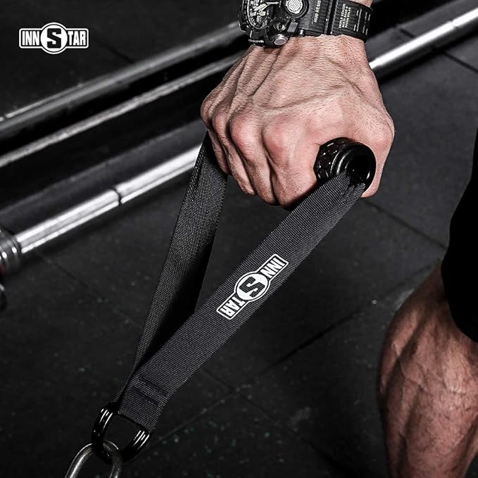 INNSTAR Upgraded Heavy Duty Exercise Handles, Cable Machine Attachments Resistance Bands With Solid ABS Core Grips, Fitness Strap Stirrup Handle Cable Attachment