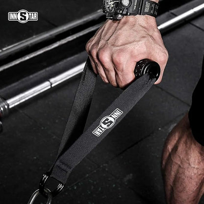 INNSTAR Upgraded Heavy Duty Exercise Handles, Cable Machine Attachments Resistance Bands With Solid ABS Core Grips, Fitness Strap Stirrup Handle Cable Attachment