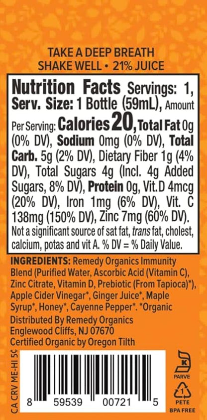 Remedy Organics Immunity Plus Shot, Digest 12-Pack | Boost Energy, Brain Function, Detoxification, and Metabolism | Certified-Organic Ingredients