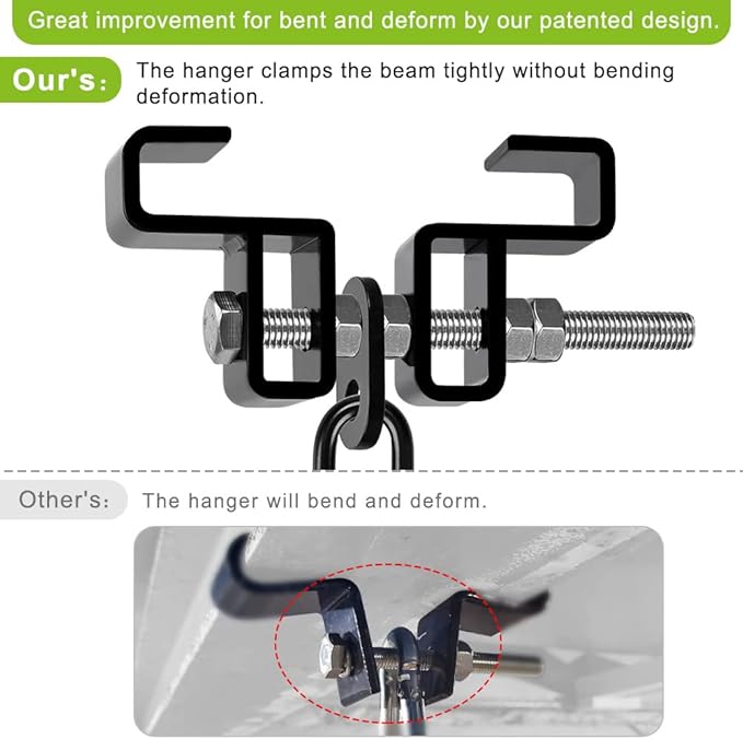 SELEWARE Heavy Duty Steel Beam Clamp, Heavy Bag Mount, Punching Bag Hanger Heavy Duty Holder for Boxing, Muay Thai and MMA Training (with Carabiner)
