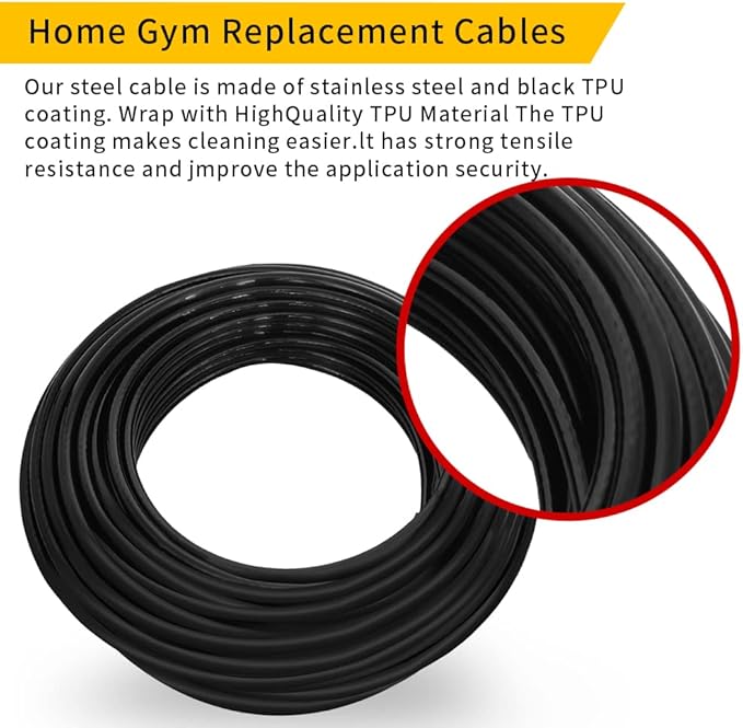 Fitness Gym Replacement Cable Fitness Pulley Cable,Heavy Duty 5mm Steel Wire Rope for Home Gym Cable Pulley Machine Accessories