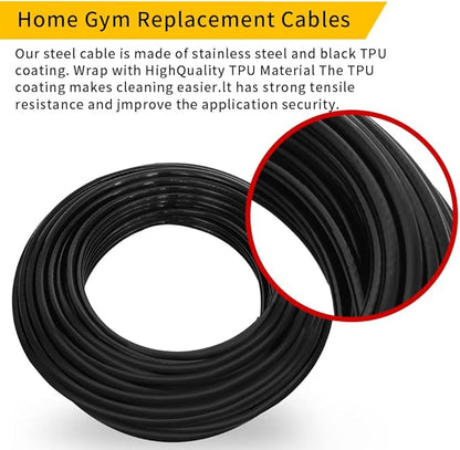Fitness Gym Replacement Cable Fitness Pulley Cable,Heavy Duty 5mm Steel Wire Rope for Home Gym Cable Pulley Machine Accessories