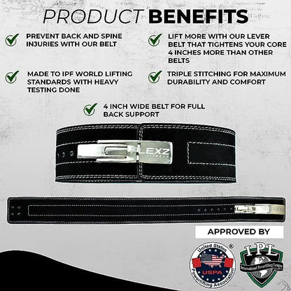 Flexz Fitness Lever Weight Lifting Belt Leather - 10MM 13MM 13MM Powerlifting