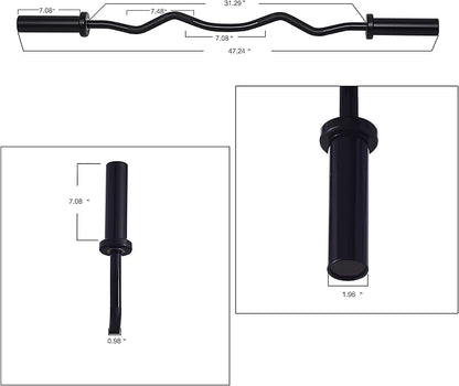 Signature Fitness Standard Olympic Super Curl Barbell Curl 48 inch