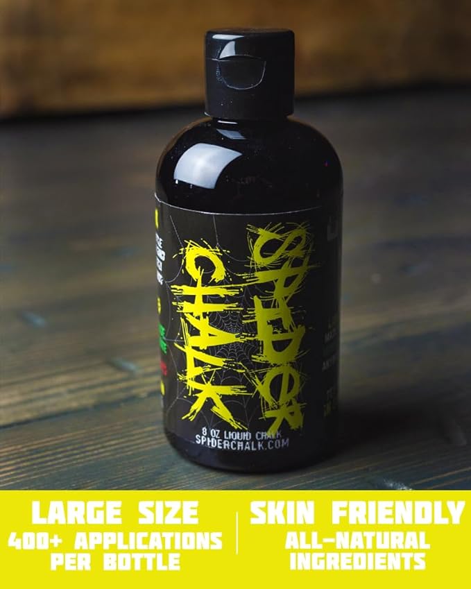 SPIDER CHALK 8oz Extreme Grip No Mess Weightlifting Liquid Chalk Made in The USA - Lab-Grade for Powerlifting and Gym