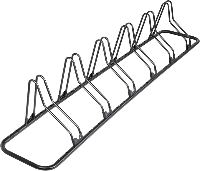CyclingDeal Bike Rack Floor Parking Bike Stand for up to 6 Bicycles | Indoor, Home & Garage Storage Rack | Stable & Secure Bicycle Stand w/Tire Grooves Up to 29", Holding Plates & Custom Spacing