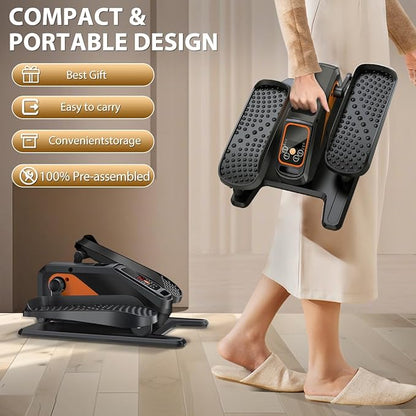 Under Desk Elliptical Machine, Electric Ellipse Leg Exerciser While Sitting for Seniors Adults, Quiet & Portable Electric Seated Pedal Exerciser with Remote Control, 15 Adjustable Speeds, 5 Auto Modes