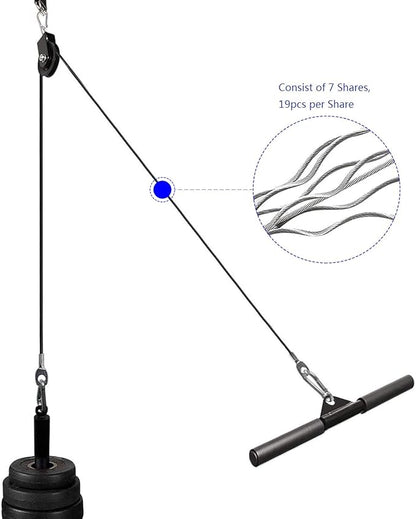 KORIKAHM Fitness Pulley Cable 118/157 / 197/236 Inch, LAT Pulldown Cable Replacement Gym Thick 6mm for Pulley System Cable Machine Accessories, PU Coating Steel Wire Rope with Stopper Ball
