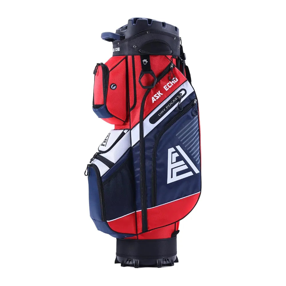 ASK ECHO T-Lock Golf Cart Bag with 14 Way Organizer Divider Top, Premium Cart Bag with Handles and Rain Cover for Men