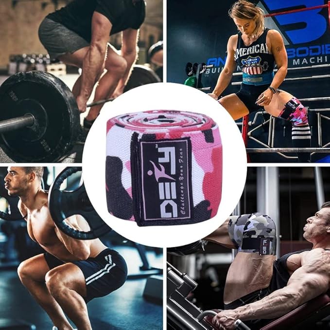 DEFY Sports' Knee Wraps for Weightlifting - Provides Knee Support for Powerlifting, Squats & Fitness Workouts