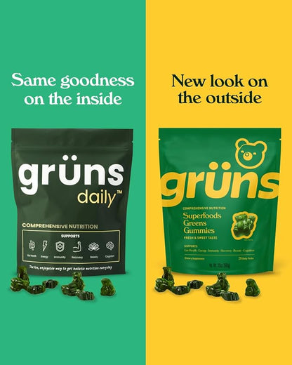 Daily Super Greens Gummies: Organic Spirulina and Chlorella, Prebiotics for Digestive & Gut Health, 20+ Vitamins and Minerals, Adaptogens & 60+ Organic Ingredients, 28 Day (224 Count)
