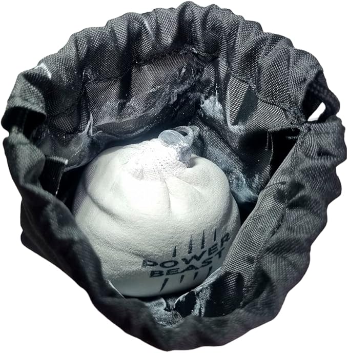 POWER BEAST Refillable Chalk Ball + Bag, Boulder Chalk, Sport Chalk, Gymnastics, Rock Climbing, Bouldering, Weightlifting, Climbing, Pole Dance, Bodybuilding, Tennis, Padel, Cross Training, Gym.