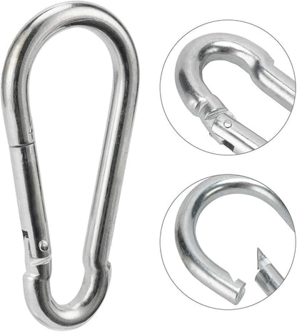 Carabiner Clip 4 Inch Spring Snap Hook Heavy Duty 2pcs 10x100mm for Hammock Punching Bags Swing Chairs Gym Equipment Camping Hiking