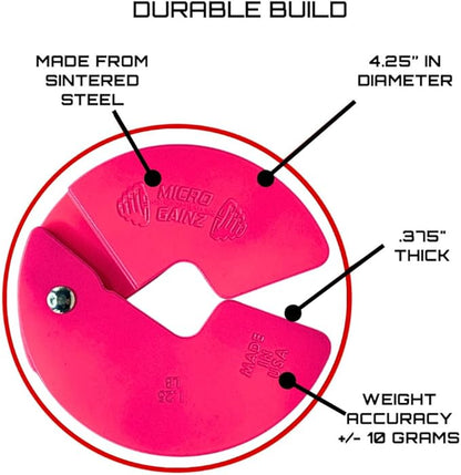 Micro Gainz Dumbbell Fractional 1.25lb Weight Plate, Ideal for Micro Loading, (Choose Color) 4 Piece Fractional Weight Plates, Designed for Dumbbell Training, Made In USA
