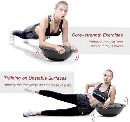 EVERYMILE Balance Ball Trainer with Resistance Bands & Pump Stability, 23.6 inch Yoga Exercise Ball for Home Gym Core Training Anti-Skid Surface