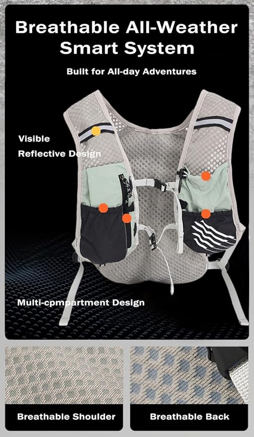 Hydration Running Vest Ultra-Lightweight for Women Men [2025 Upgraded], Breathable All-Weather Water Vest Hiking Backpack, Adjustable Water Backpack for Hiking, Cycling, Trail Marathon Race