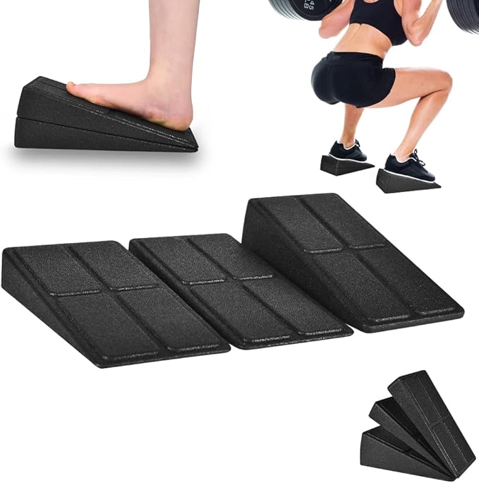 Slant Board Squat Wedge for Calf Stretching，3 Pcs 12" x 6.3" Foot Stretcher Balance Board for Plantar Fasciitis, Adjustable Foam Slant Board Wedge Great for Exercises