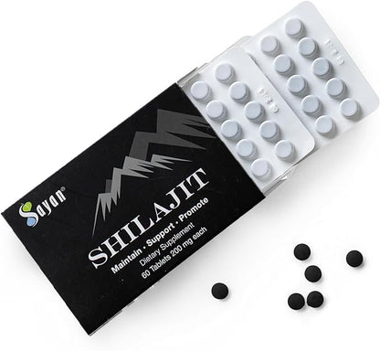 Sayan Shilajit Pure Organic Black Resin Mineral Tablets - Premium Quality Supplement Drops for Men and Women (60 Tablets, 1-2 Month Supply) for Immune Support, Natural Detox, and Energy Boost