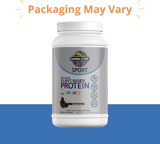 Garden of Life Organic Vegan Sport Protein Powder, Chocolate - Probiotics, BCAAs, 30g Plant Protein for Premium Post Workout Recovery, NSF Certified, Keto, Gluten & Dairy Free, Non GMO, 19 Servings