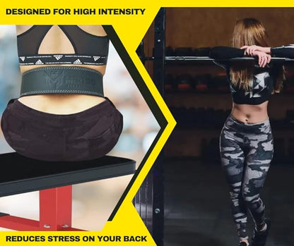 Weightlifting Lever Belt 100% Pro Genuine Leather Deadlifting,10MM Thick 4” Wide