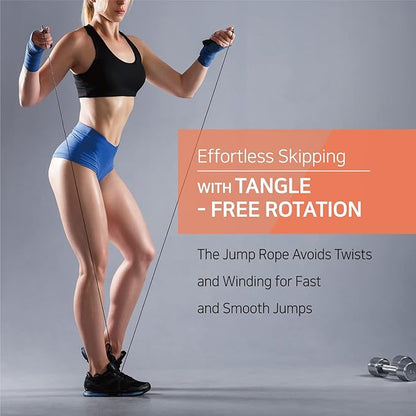 Exercise Jump Rope for Cardio, Boxing, CrossFit - Adjustable Skipping Rope for Men and Women, Lightweight, Tangle Free, Made in Korea(Crystal Gold Jumprope, UA-430)