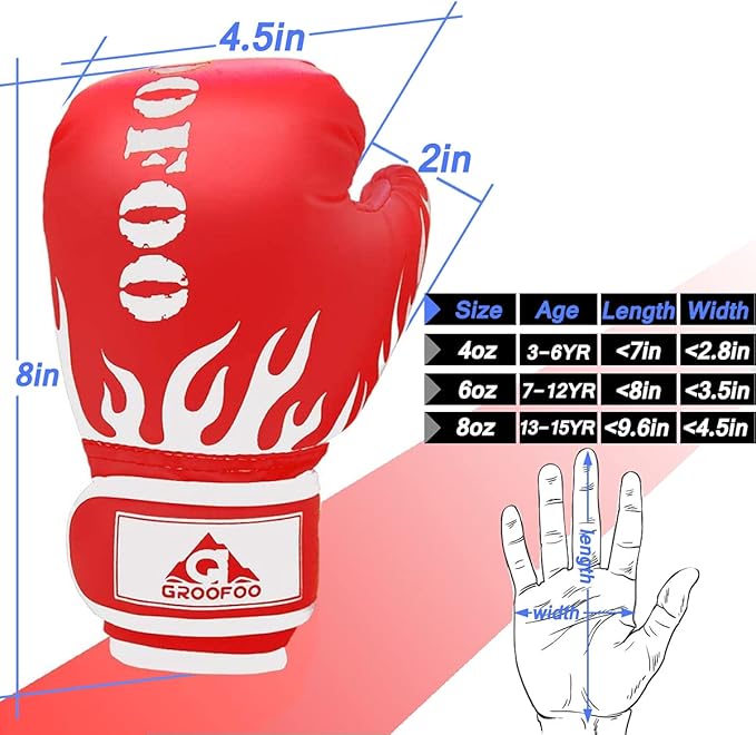 Kids Boxing Gloves 4oz 6oz 8oz Punching Gloves for Kids Youth Traning Gloves for Punching Bag Kickboxing Sparring Muay Thai MMA Fight Gloves