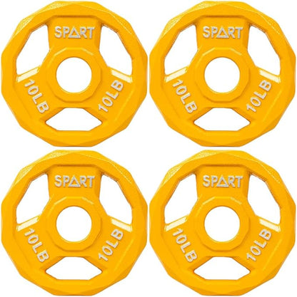 SPART Color Coded Weight Plate 2-Inch Cast Iron 2.5/5/10/15/25/35/45LB, Single/Pair/Set
