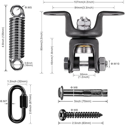BeneLabel Boxing Bag Hanger with Spring,Heavy Duty Spring & Swivel Mount for Punching Bags, 360° Rotation, Easy to Install