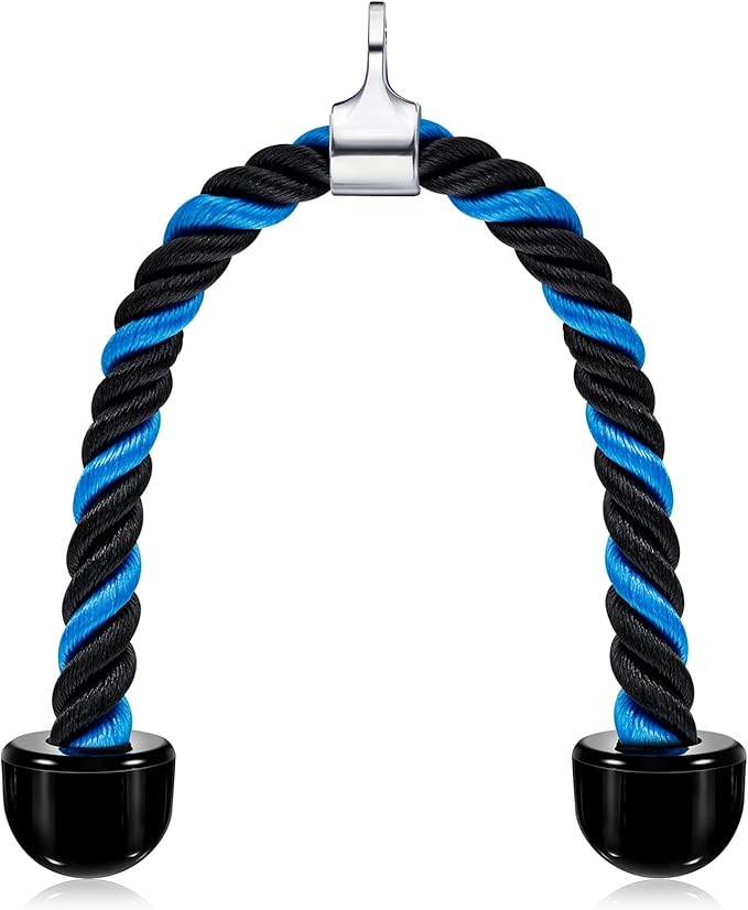 tchrules Universal Tricep Rope Pull Down, 27 Inch Heavy Duty Rope Length, Easy to Grip & Non Slip Cable Workout Exercise Machine Attachment, Suitable for Professional Gyms