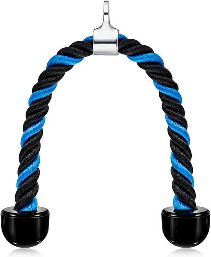 tchrules Universal Tricep Rope Pull Down, 27 Inch Heavy Duty Rope Length, Easy to Grip & Non Slip Cable Workout Exercise Machine Attachment, Suitable for Professional Gyms