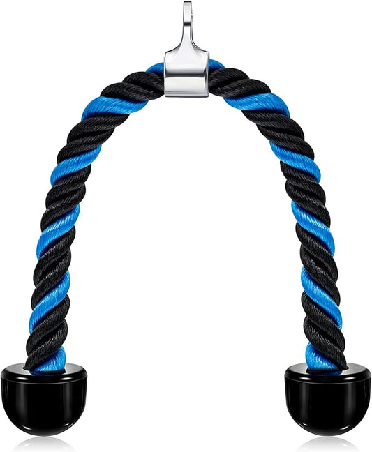tchrules Universal Tricep Rope Pull Down, 27 Inch Heavy Duty Rope Length, Easy to Grip & Non Slip Cable Workout Exercise Machine Attachment, Suitable for Professional Gyms