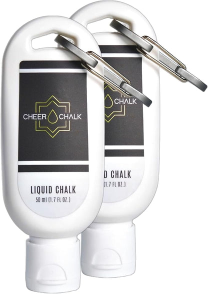 Liquid Chalk - Chalk for Elite Cheerleading - Chalk for Stunting - Chalk for Gymnastics - 50ml Bottle with Carabiner - 50 Practices Per Bottle - Maximum Grip for Safer Stunting