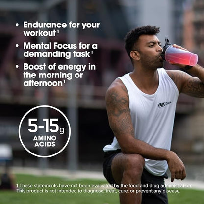 Optimum Nutrition Amino Energy - Pre Workout with Green Tea, BCAA, Amino Acids, Keto Friendly, Green Coffee Extract, Energy Powder - Juicy Strawberry Burst, 30 Servings (Packaging May Vary)