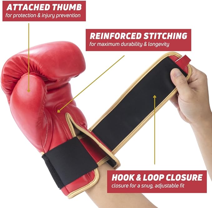 Boxing Gloves for Men & Women - Leather Gloves for Heavy Bag, Punching Bag,Muay Thai, MMA, Kickboxing, Gym Training, Sparring Pro-Style Guantes de Boxeo 12oz 14oz 16oz