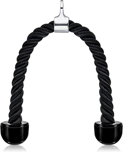 tchrules Universal Tricep Rope Pull Down, 27 Inch Heavy Duty Rope Length, Easy to Grip & Non Slip Cable Workout Exercise Machine Attachment, Suitable for Professional Gyms
