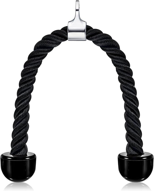 tchrules Universal Tricep Rope Pull Down, 27 Inch Heavy Duty Rope Length, Easy to Grip & Non Slip Cable Workout Exercise Machine Attachment, Suitable for Professional Gyms