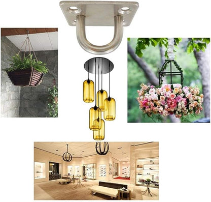 Wall Ceiling Mount Pad Eye Plate, Heavy Duty Marine Hardware Staple Loop U-Shaped Ring Hook Sail Shade Hardware, Suspension Kit for Resistance Training Straps,Yoga Swings, Hammock & Gym Accessories