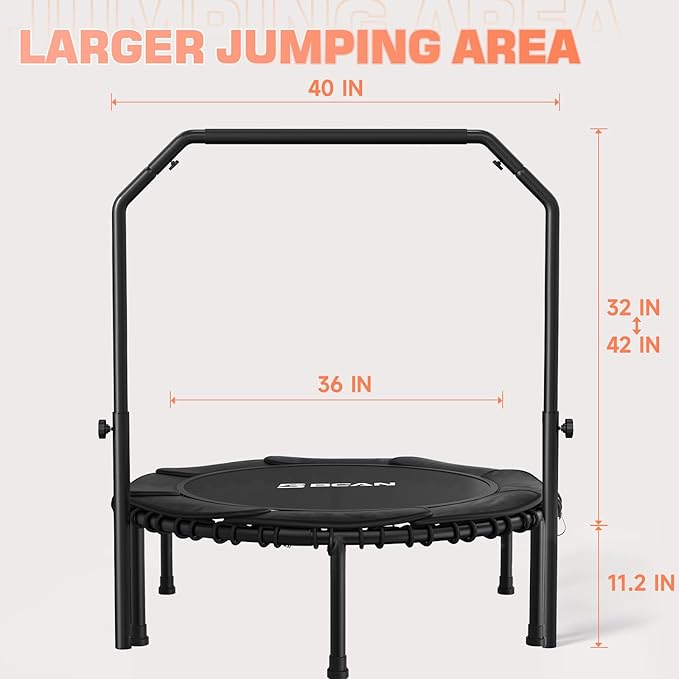 BCAN 450/550 LBS Foldable Mini Trampoline 40"/48"/50" Fitness