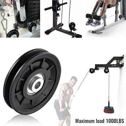 8Pcs 3.5" Nylon Bearing Pulley Wheel Replacement for Gym Equipment Part Cable Machine Universal Wear-Proof Nylon Pulley System Gym Attachments