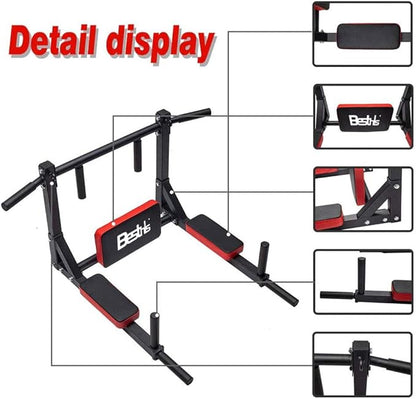 BESTHLS Wall Mounted Pull Up Bar and Dip Station 440 Lbs