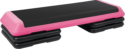 Step Aerobic Platform, Exercise Step with 5 levels Adjustable Height, 4 Stackable Risers, Fitness Training Workout Stepper for Home Gym, Cardio Strength, Multiple Options