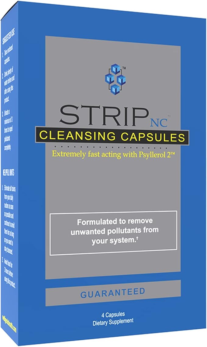 Wellgenix Strip NC Herbal Cleanse Detox Capsules - Extra Strength Cleansing - One Day Quick Flush - 4 Capsules (2 Pack)